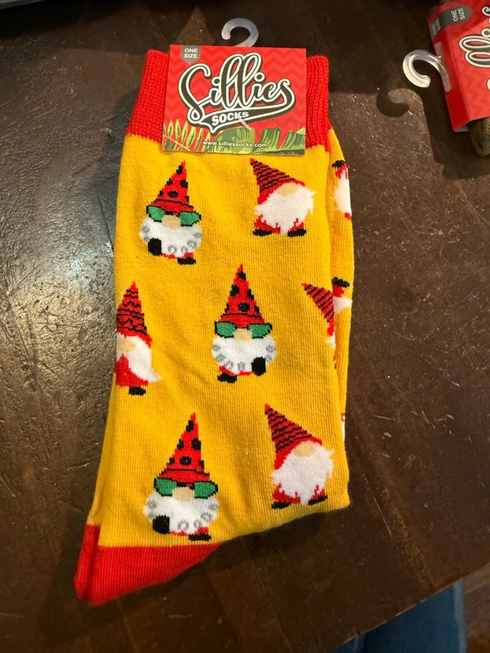 NWT Yellow Gnome Pattern Socks